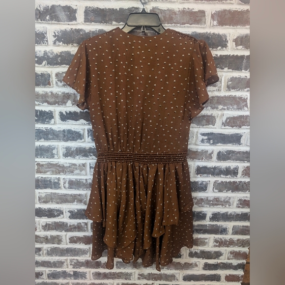 Storia Ruffle Layer Mini Dress in Rust- Size M - Picture 2 of 8
